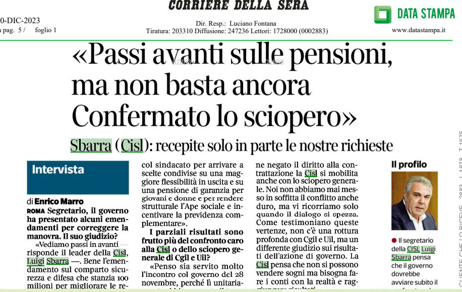 Corriere della sera 10 dicembre 2023