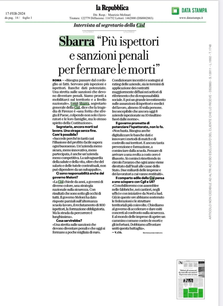 Repubblica 17 febbraio 2024