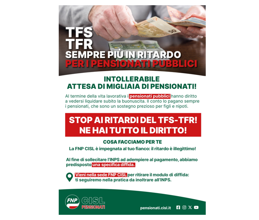 Fnp contro i ritardi del Tfr