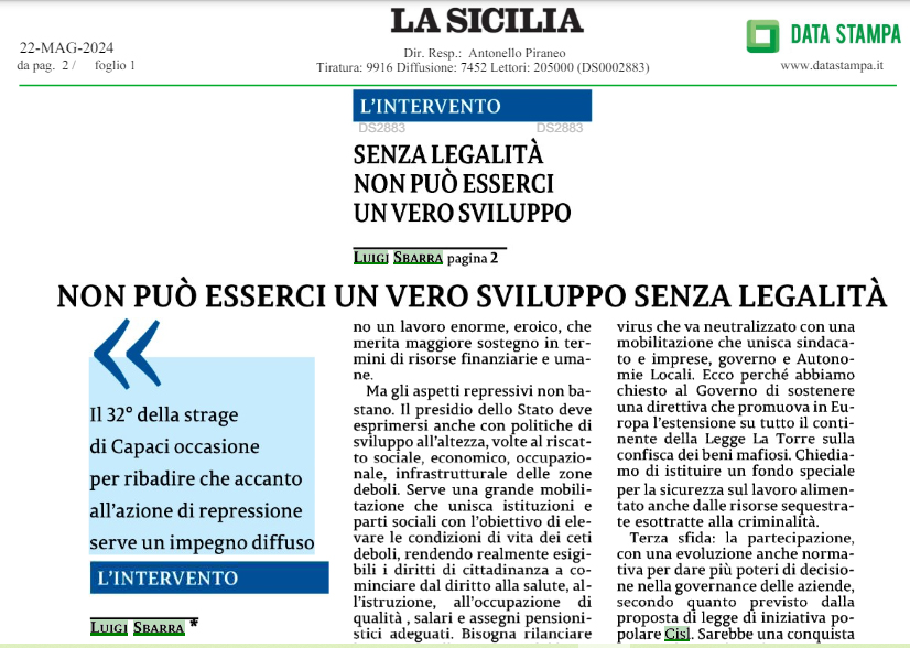 La Sicilia 22 maggio 2024