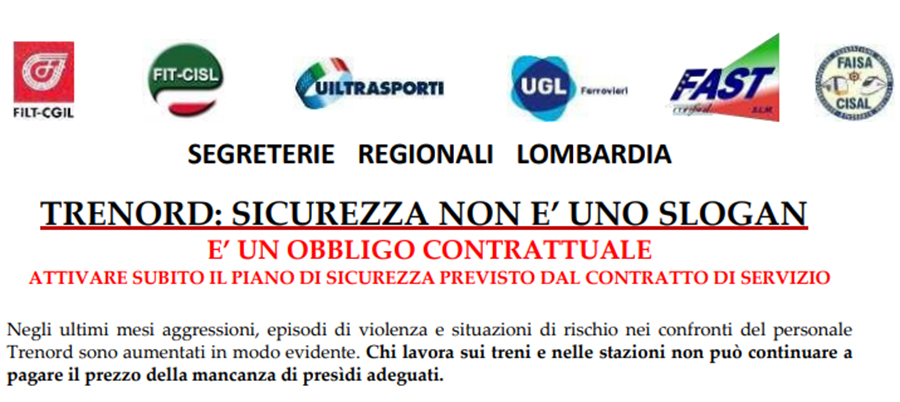 Trenord sicurezza